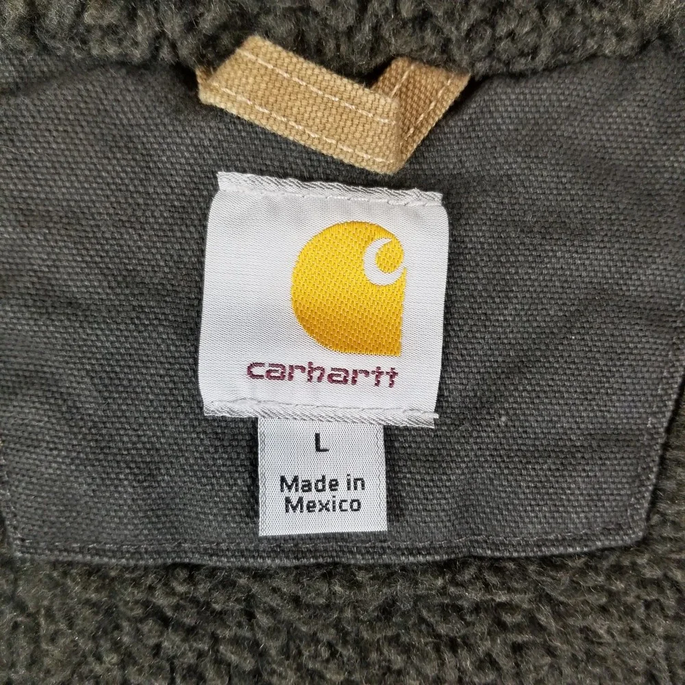 Carhartt Hooded Vest Mens‎ Large Brown Sherpa Lined Duck Canvas 100114 903
